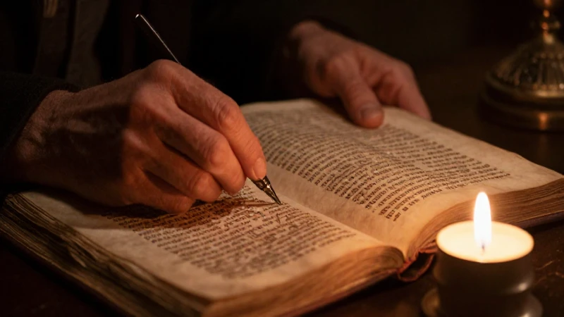 Manuscrito antiguo revelado bajo luz cálida