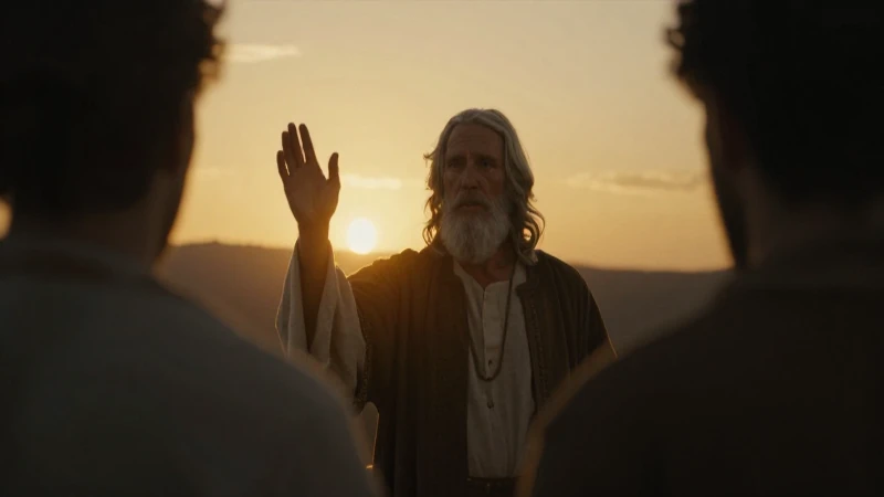 La historia de Abraham: línea de tiempo de su vida y legado 9 Abraham bendice a Isaac al atardecer dorado