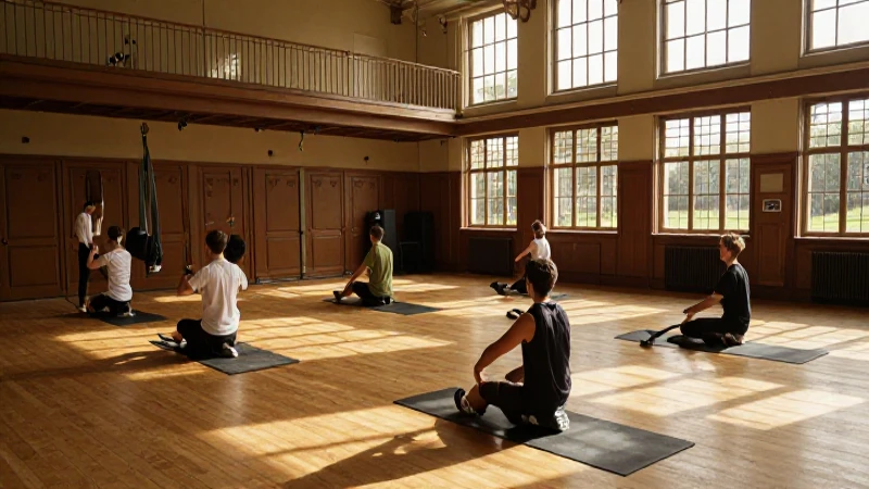 Gimnasio victoriano: hombres ejercitándose bajo el sol