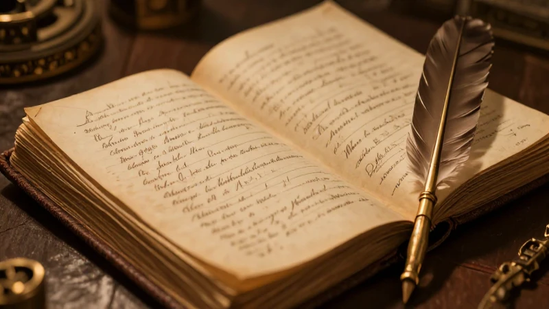 Libro antiguo iluminado con pluma histórica