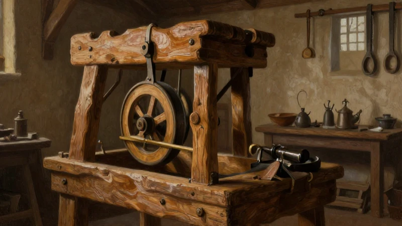 La historia de la polea: evolución y líneas de tiempo clave 4 Taller medieval iluminado con poleas de madera