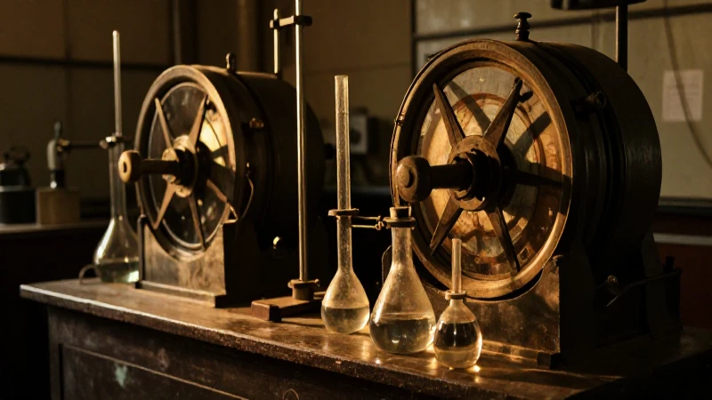 Sabes sobre la línea del tiempo de la química en México 4 Laboratorio antiguo con maquinaria e iluminación dramática