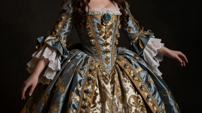Vestido barroco, luz dramática y lujo femenino