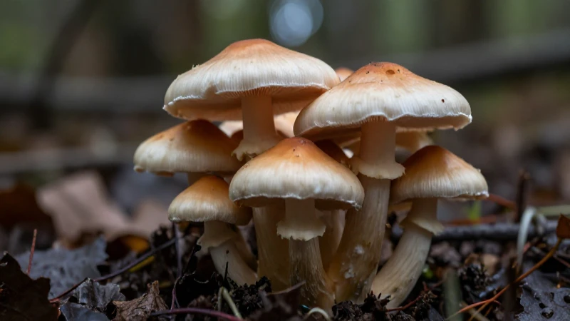 Qué es la nutrición heterótrofa y sus tipos explicados 3 Hongos vibrantes bajo luz suave del bosque
