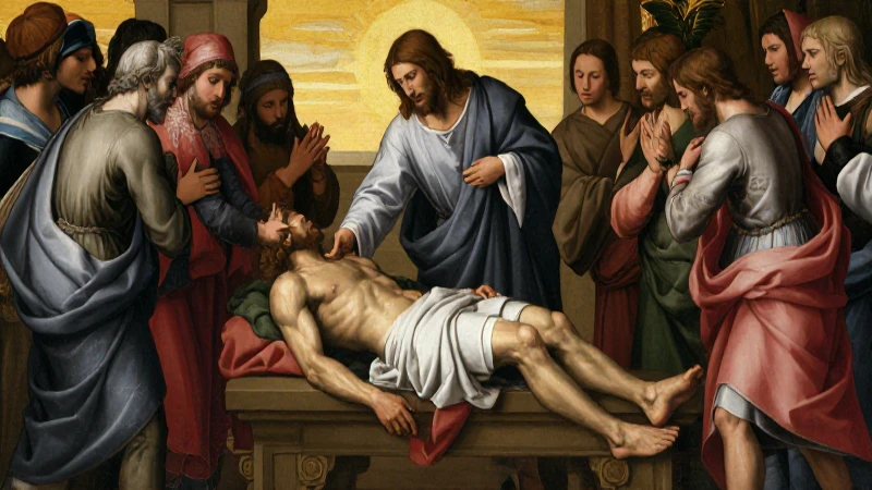 Jesús sana a un hombre ante multitud