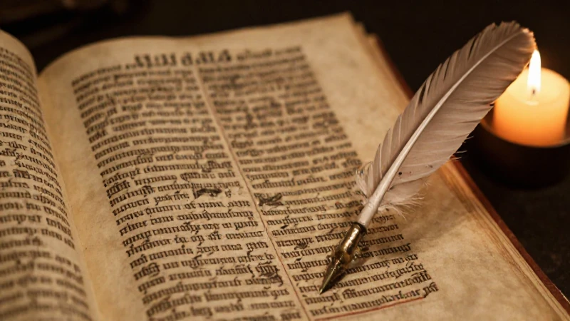 Manuscrito antiguo iluminado por luz cálida