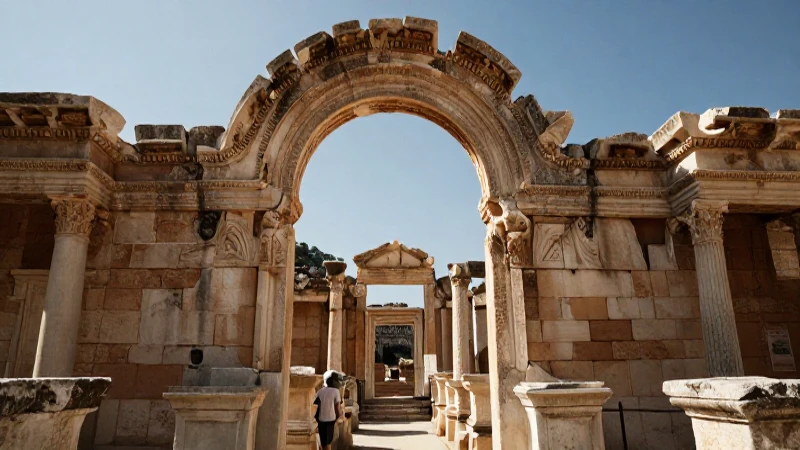 Éfeso: ruinas antiguas con luz cinematográfica
