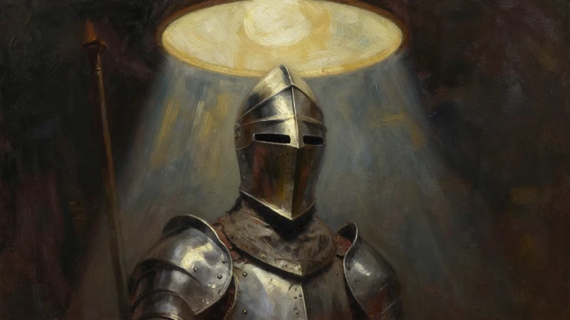 Caballero con armadura bajo luz dramática