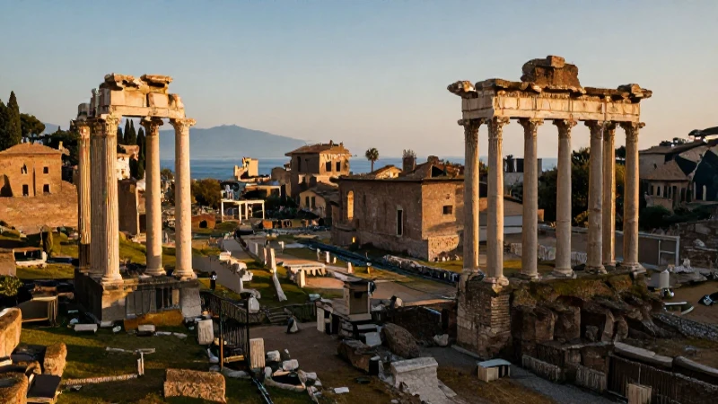 Ruinas del Foro Romano con luz dorada