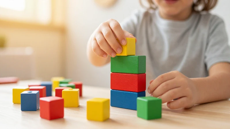 Cuáles son las etapas del desarrollo cognitivo de Piaget 3 Niño juega con bloques bajo luz cálida