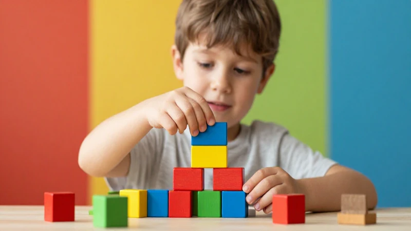 Cuáles son las etapas del desarrollo cognitivo de Piaget 7 Niño juega con bloques, luz cálida