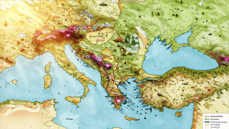 Mapa antiguo con colores cálidos y luz solar