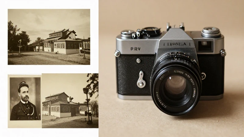 Cámara antigua, fotos históricas con luz cálida