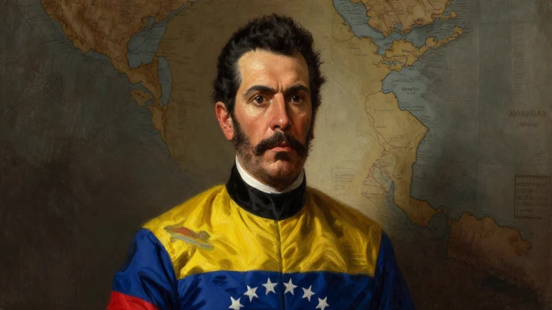 Retrato venezolano con mapa y luz dramática