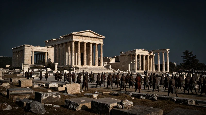 Línea de tiempo de Grecia Antigua: Historia de Roma y Grecia 11 Ruinas griegas bajo ataque, sombras impactantes