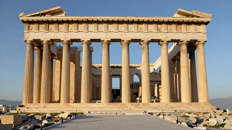 Línea de tiempo de Grecia Antigua: Historia de Roma y Grecia 9 Arquitectura griega neoclásica con luz dorada