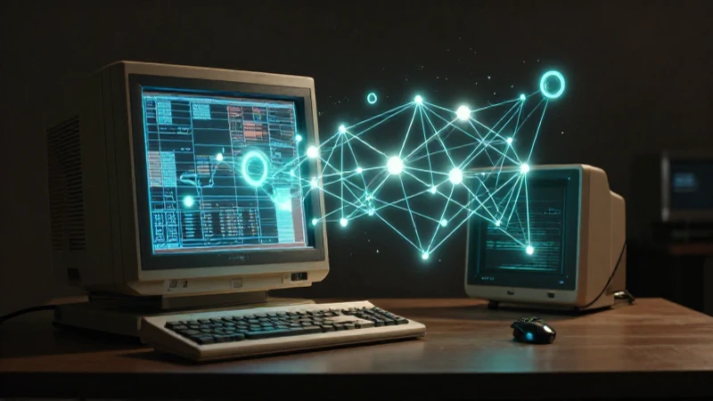 Computadora antigua con diagrama luminoso y amplio