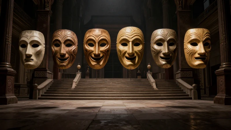 Línea de tiempo del teatro: evolución desde la antigüedad 8 Máscaras teatrales antiguas bajo luz cinematográfica
