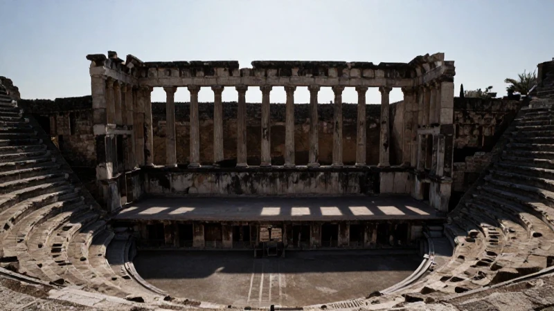 Línea de tiempo del teatro: evolución desde la antigüedad 10 Ruinas antiguas con dramatismo e iluminación contrastada