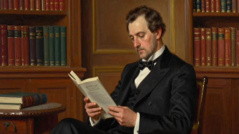 Un caballero lee con elegancia en la biblioteca