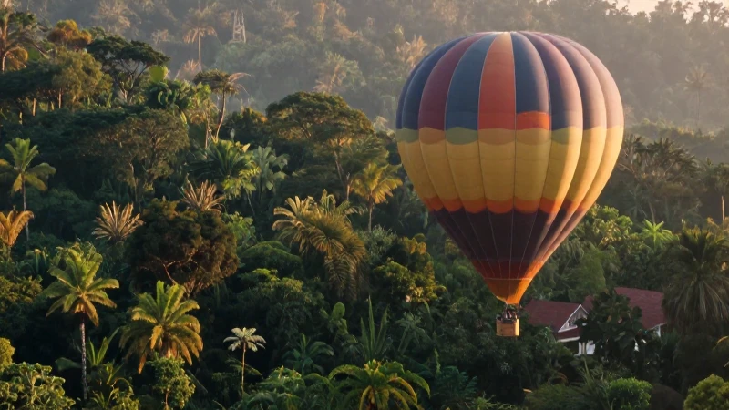 Globo antiguo sobre exuberante paisaje selvático