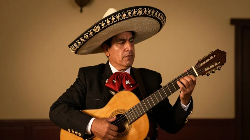Línea de tiempo de la música: evolución histórica en México 7 Músico mariachi vintage con guitarra clásica