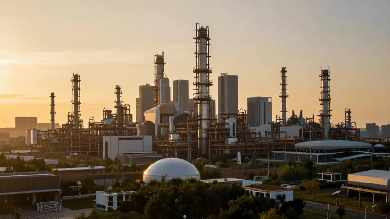 Cómo ha evolucionado la industria a lo largo del tiempo 8 Ciudad industrial futurista al atardecer dorado