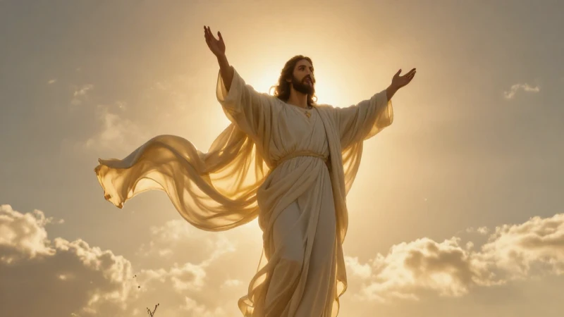 Jesús asciende, radiante en luz dorada