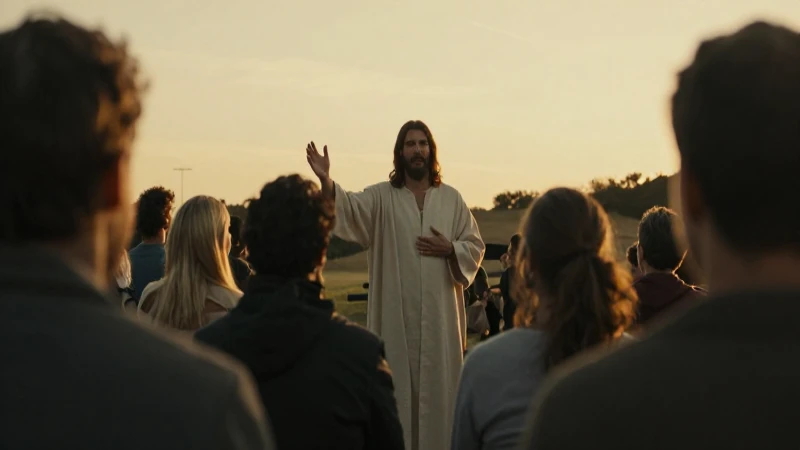 Jesús predica ante una multitud dorada