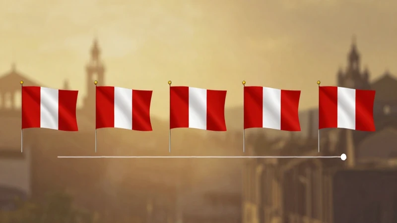Línea de tiempo de la bandera del Perú: Historia y Evolución 4 Banderas peruanas históricas, estilo fotografía antigua