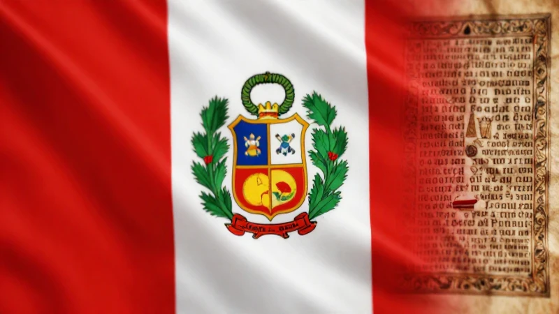Línea de tiempo de la bandera del Perú: Historia y Evolución 5 Bandera peruana estilizada, escudo antiguo e iluminado