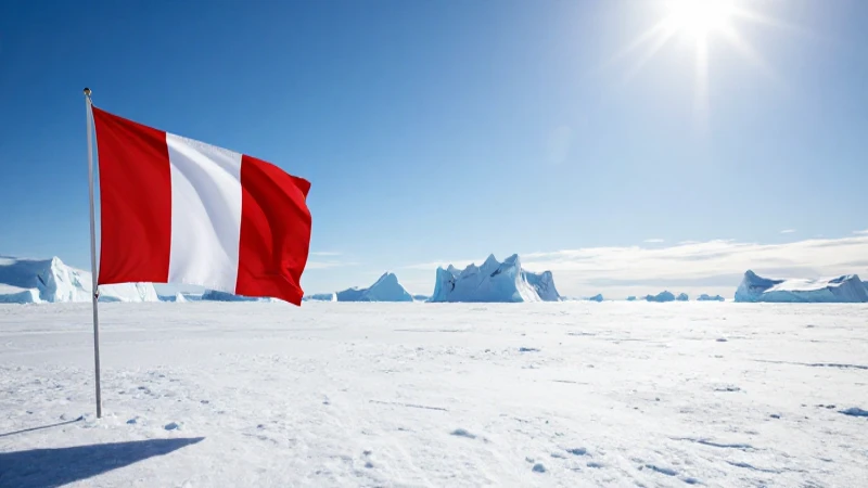 Línea de tiempo de la bandera del Perú: Historia y Evolución 6 Banderas peruanas bajo hielo antártico soleado