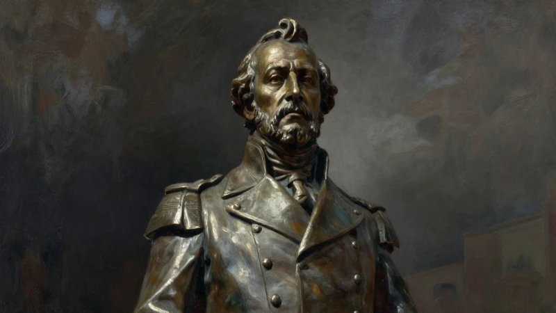 Busto de Grau en bronce, luz dramática
