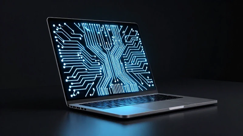 Portátil futurista irradia patrones luminosos