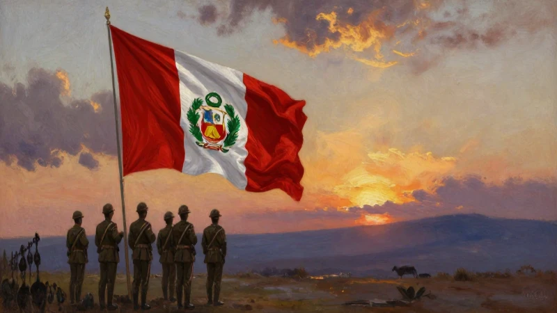 Cuál es la línea de tiempo de la historia del Perú 7 Soldados peruanos bajo atardecer pintado