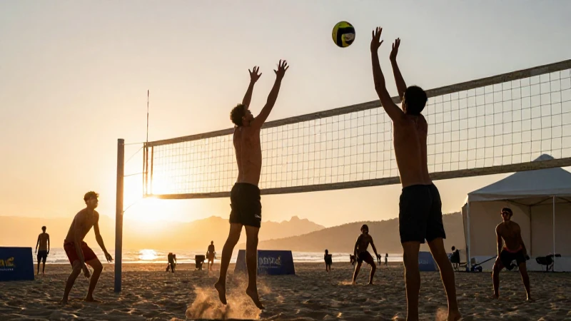 Cómo ha evolucionado el voleibol a lo largo del tiempo 5 Voleibolistas en la playa bajo luz cinematográfica