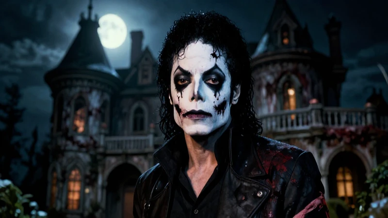 Línea de tiempo de Michael Jackson 4 Maquillaje zombi de Michael Jackson bajo luz dramática