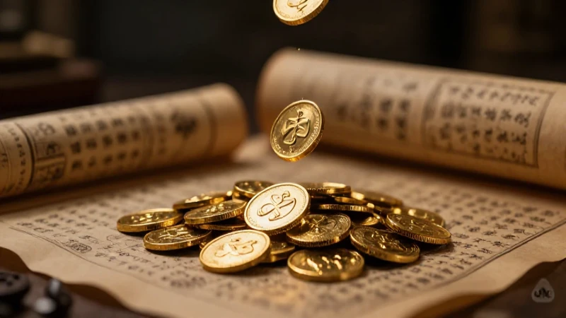 Cuál es la evolución de las finanzas a lo largo de la historia 9 Monedas doradas brillan sobre pergaminos antiguos
