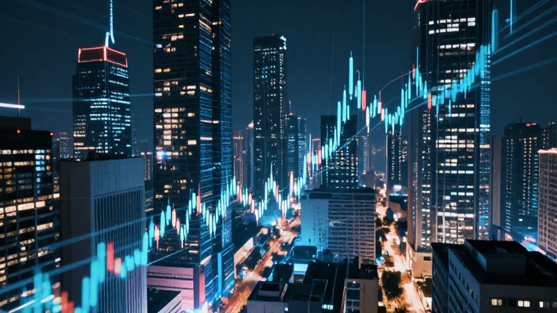Cuál es la evolución de las finanzas a lo largo de la historia 11 Metrópolis futurista con luces y datos neón