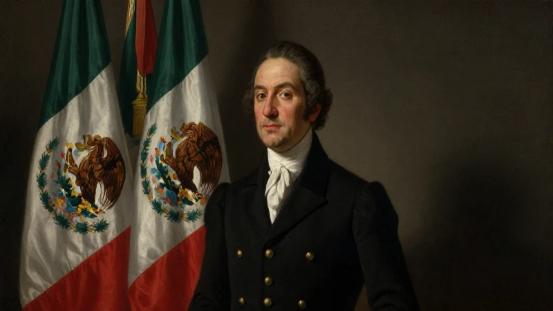 Retrato de Iturbide con las tres banderas