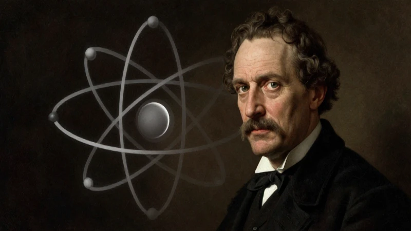 Retrato de Schrödinger con átomo e iluminación dramática