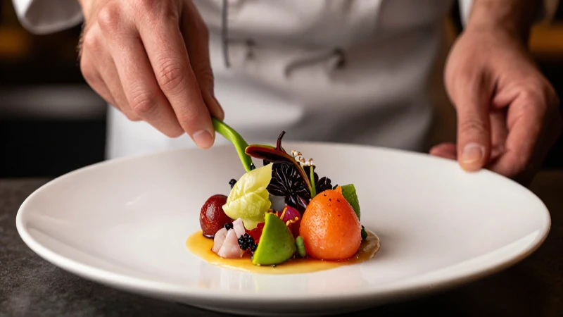 Chef prepara plato peruano vibrante