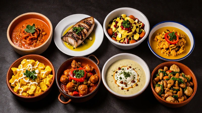 Deliciosa comida peruana, vibrante y colorida