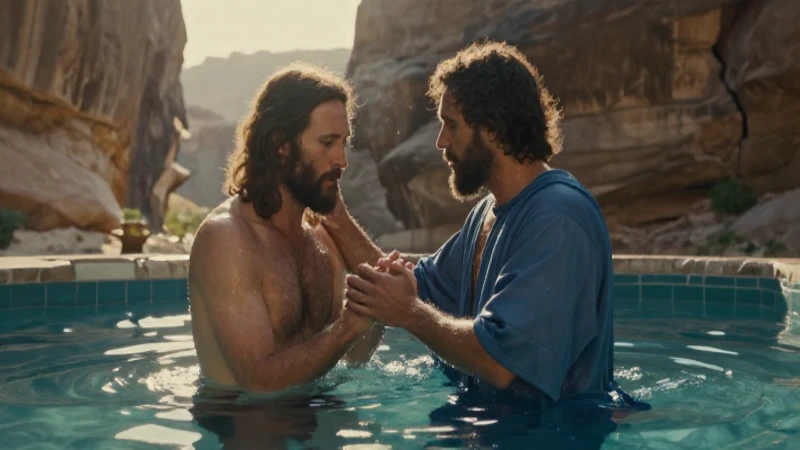 Jesús es bautizado cinematográficamente por Juan