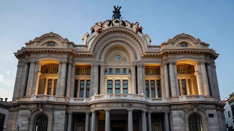 Línea del tiempo arquitectura: evolución y hitos en México 5 Arquitectura mexicana neoclásica, fachada imponente e iluminación suave