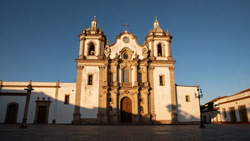 Línea del tiempo arquitectura: evolución y hitos en México 4 Fachada barroca, plaza colonial, luz dorada