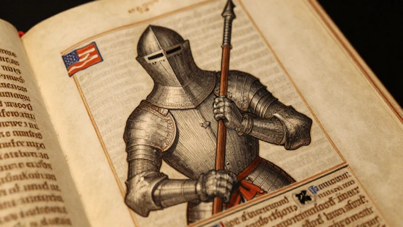 Iluminación medieval muestra a un caballero armado