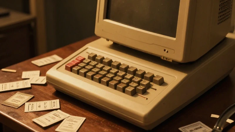 Consola informática vintage con estética retrofuturista