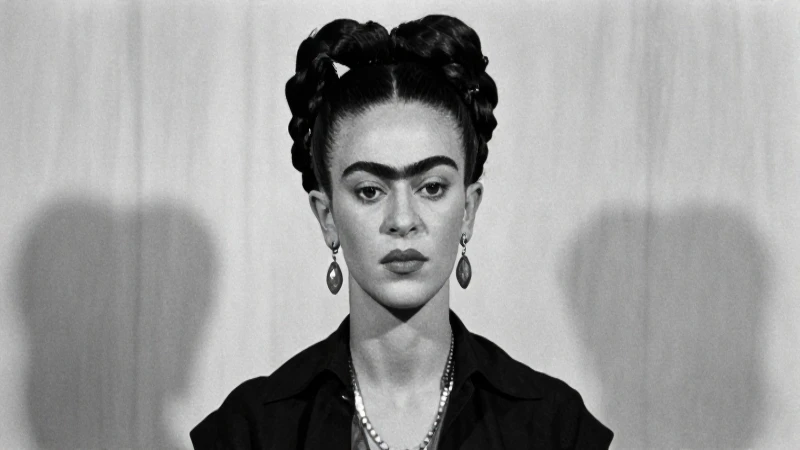 Retrato íntimo en blanco y negro de Frida y Diego