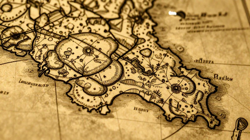 Antiguo mapa iluminado, detalle intrincado